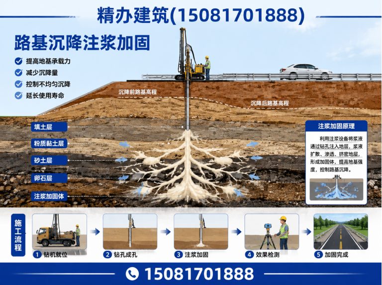 广平县路基沉降注浆加固展示图